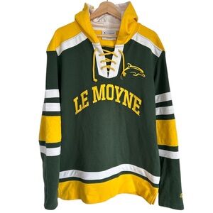 Champion Le Moyne Dolphins Green and Yellow Rugby Style Hoodie Size Large